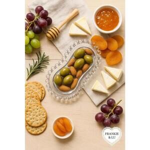 Vintage Clear Glass Candlewick Relish Dish Beaded Edge